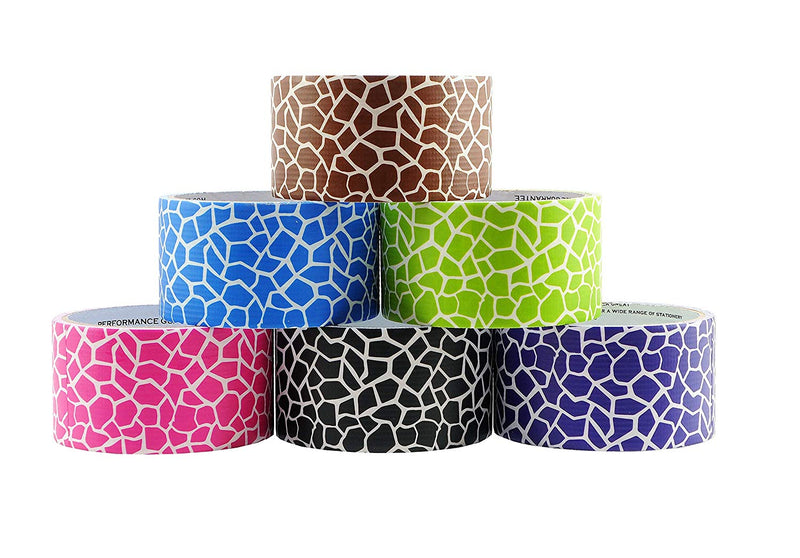 6 Rolls Bazic Giraffe Themed Decorative Duct Tapes Set (1.88" X 5’) Multi-purpose Self-adhering Tapes Assorted Colors - 6 Packs