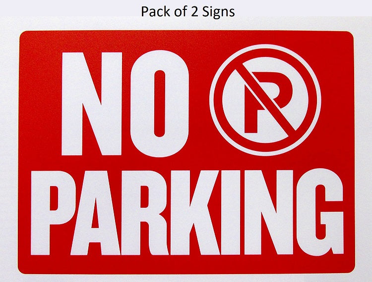 2 Pcs Bazic "No Parking" Signs (9" x 12”) Durable & Weatherproof - 1 Pack