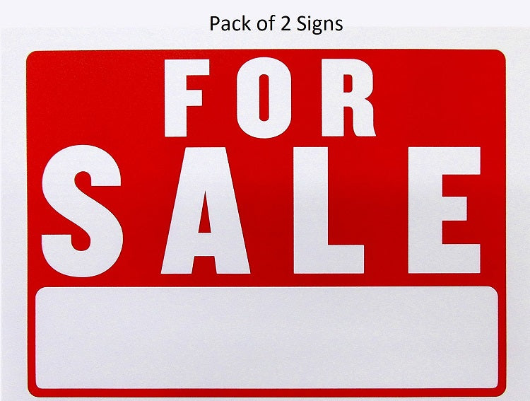 2 Pcs Bazic "For Sale" Signs (9" x 12”) Durable & Weatherproof - 1 Pack