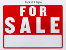 4 Pcs Bazic "For Sale" Signs (9" x 12”) Durable & Weatherproof - 1 Pack