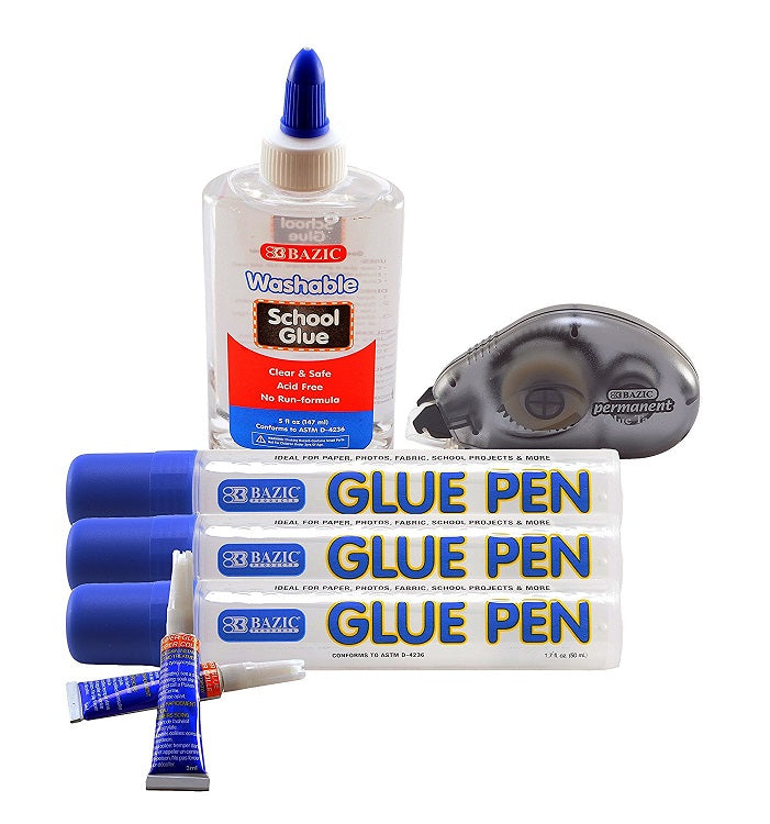 Bazic Glue Set (2 Washable School Glue + 2 Glue Tape) - Northland Wholesale