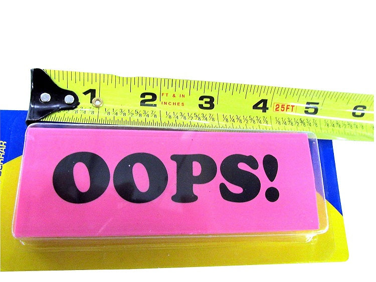 1 Pc Kamset “OOPS” Novelty Pencil Eraser Jumbo (Size: 4.5" X 1.5" X 0.75") Pink - 1 Pack