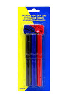 3 Pcs Kamset Ballpoint Pens On a Cord Blue, Black, and Red - 1 Pack