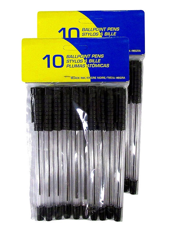 20 Pcs Kamset Ballpoint Pens Black Ink - 2 Pack