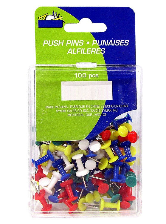 100 Pcs Kamset Push Pins Assorted Color - 1 Pack