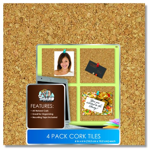 The Board Dudes Light Cork Tiles (6" x 6") 4 Pack
