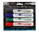 4 Pcs The Board Dudes Dry Erase Markers Broad Tip Multicolor (Black, Blue, Green,Red) - 1 Pack