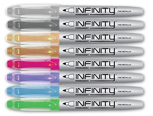 16 Pcs Write Dudes Infinity Metallic Permanent Markers Fine Tip Multicolor - 2 Pack