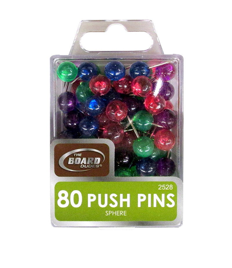 80 Pcs The Board Dudes Spherical Push Pins Assorted Color - 1 Pack