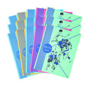 15 Pcs Mead Two Pocket Paper Folder 12" X 9" Various Designs (yellow, green, red, dark blue, light blue) - 15 Pack