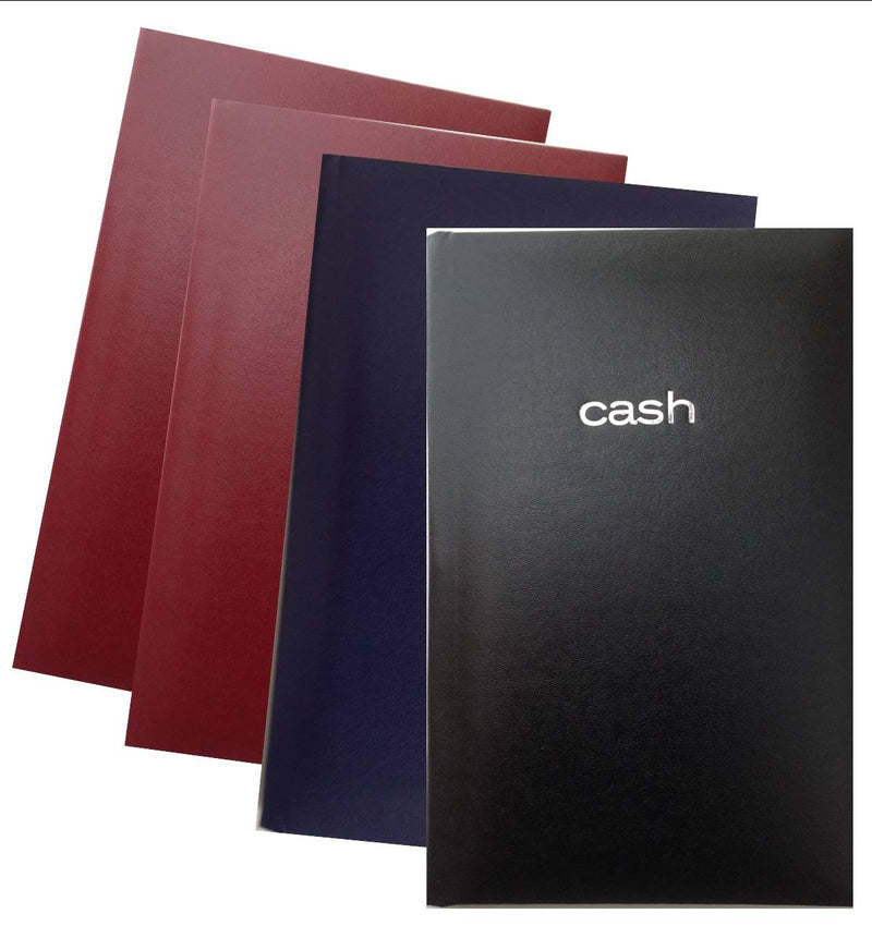 4 Pcs Mead 8-Columed Cash Books 7-15-16" x  5-1-8" Ruled 144 Pages Random Colors (Blue,Black,Red) - 4 Pack