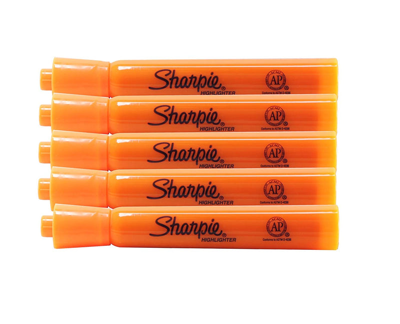 5 Pcs Sharpie Accent Liquid Highlighters Pen Style & Chisel Tip Fluorescent Orange -1 Pack