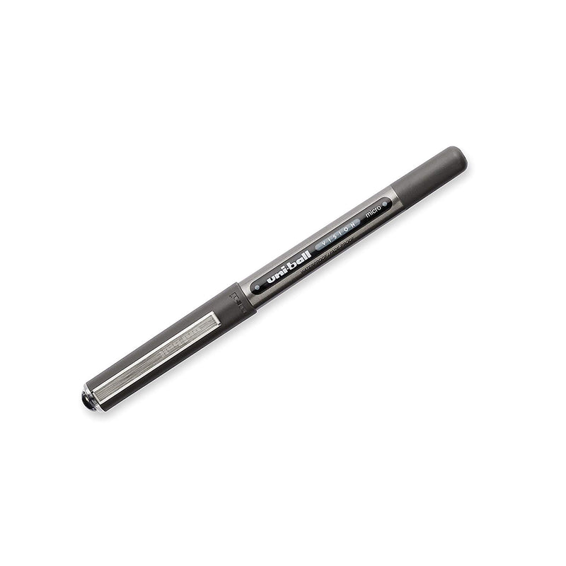 12 Pcs Uni-ball Vision Rollerball Pens Micro-Point (0.5mm) Black -1 Box