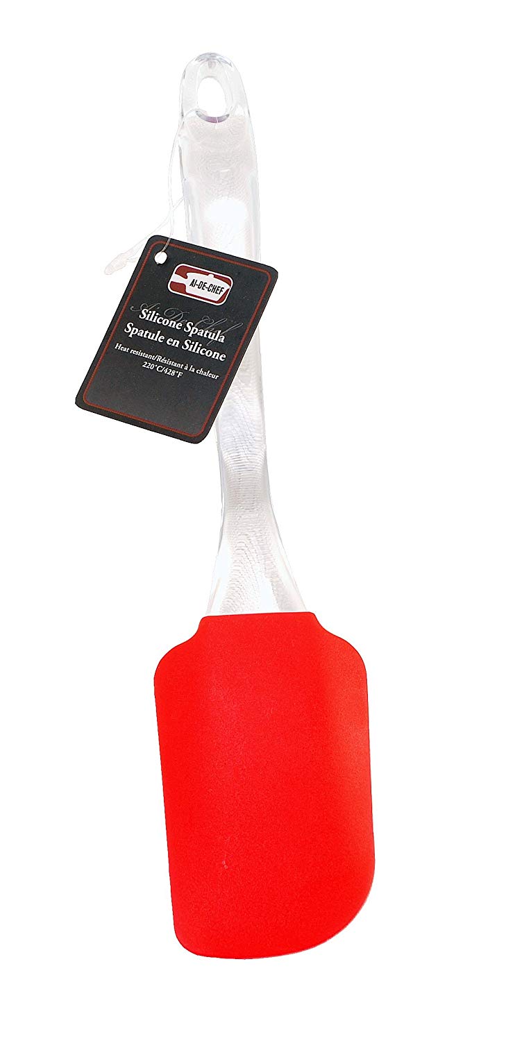Silicone Spatula and 12" Tongs Set - Non-Stick Flexible Silicone Spatula - Non-Slip and Non-Stick Silicone Tongs, Locking Head - Dishwasher Safe - Heat Resistant up to 428ºF. Ai-De-Chef (2-Pack, Red)