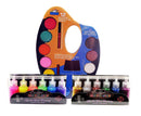 1 Set Kamset Watercolor Palette 12 Colors with  Mixing Slot + 20 ml Bottle Assorted Glitter Glue(6 Neon & 6 Classic)
