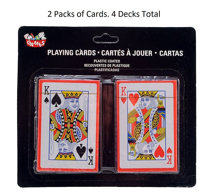 4 Decks Kamset Playing Cards (2.25” x 3.5”) Red and Blue - 2 Pack