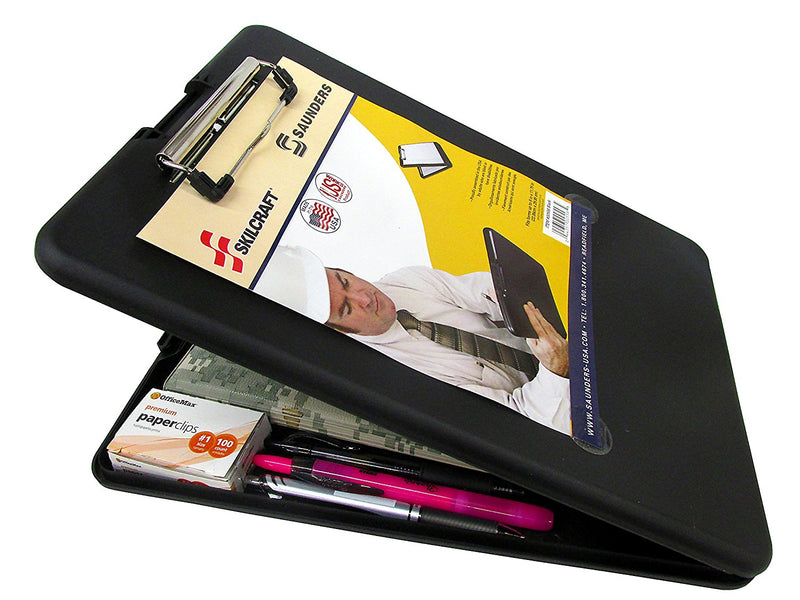 Skilcraft Lightweight Portable Storage Clipboard (8.50” X 11”) Polypropylene Black 1 Pack